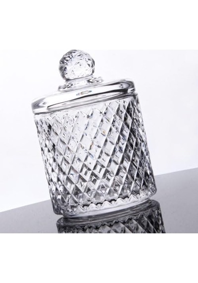 Lüx Büyük Cam Şekerlik & Cam Lokumluk, Kesme Cam Lüx Şekerlik 13cm 7.8cm - 06640 Açık Kahverengi