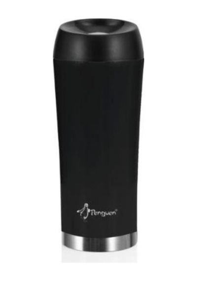 Kahve Kupası İçi Dışı Çelik Çift Katlı Termos Mug 400 Ml - Siyah