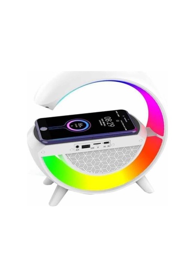 Bluetooth Hoparlör G Şekli Atmosfer Akıllı Rgb Lamba Wireless Kablosuz Şarj Beyaz