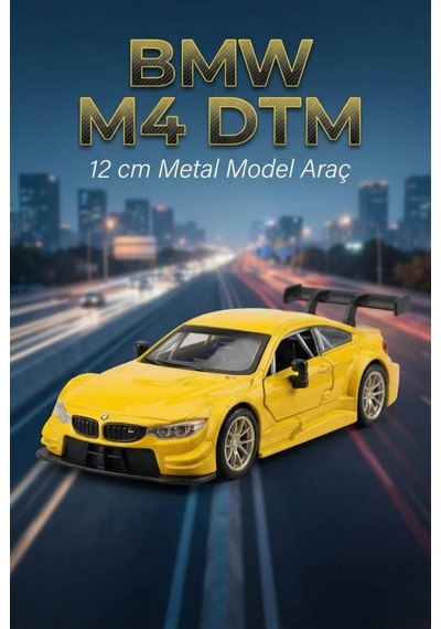 Hobbiez Lisanslı Bmw M4 Kapıları Açılabilir Model Diecast 1.36 Ölçek Metal Model Araç Sarı