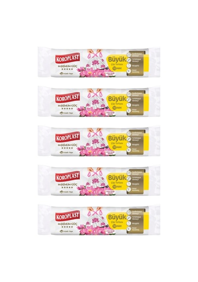 Koroplast Çöp Torbası Büyük Boy Extra Güçlü Büyük Boy Lotus Çiçeği 10'lu X 5 Paket
