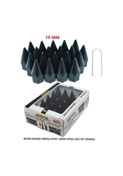 Bijon Kapağı Sivri 19 Mm Siyah 20 Li Set
