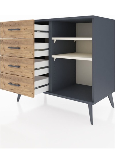 Hyperion Şifonyer 2 Raflı 4 Çekmeceli 88x44x80 Antrasit-aytaşı/çam Aytaşı/çam Hyperion Şifonyer 2 Raflı 4 Çekmeceli 88x44x80 Antrasit-aytaşı/çam Aytaşı/çam