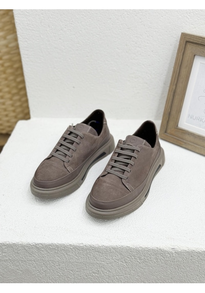D24ka-3250 Lastik Bağcıklı Hakiki Deri Sneaker Spor Ayakkabı 001