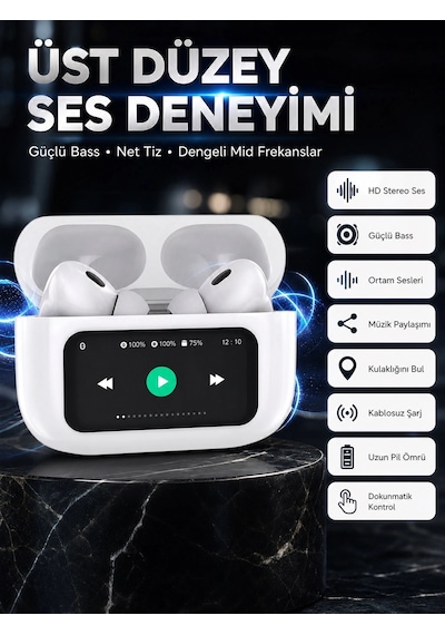 Dokunmatik Ekranlı Bluetooth Kulaklık Tws İos Android Tüm Telefonlara Uyumlu Kulaklık Yeni Nesil