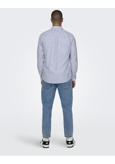 Only & Sons Only&sons Erkek Çizgili Gömlek 22027766 Açık Mavi
