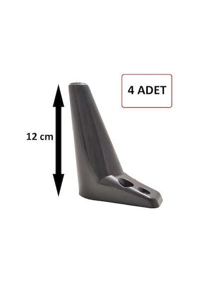 Zeygen Zirve Plastik Mobilya Baza Koltuk Kanepe Ayağı 4 Ad. 12Cm Siyah