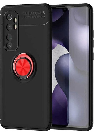 Xiaomi Mi Note 10 Lite Kılıf Zore Ravel Silikon Kapak Siyah-Kırmızı