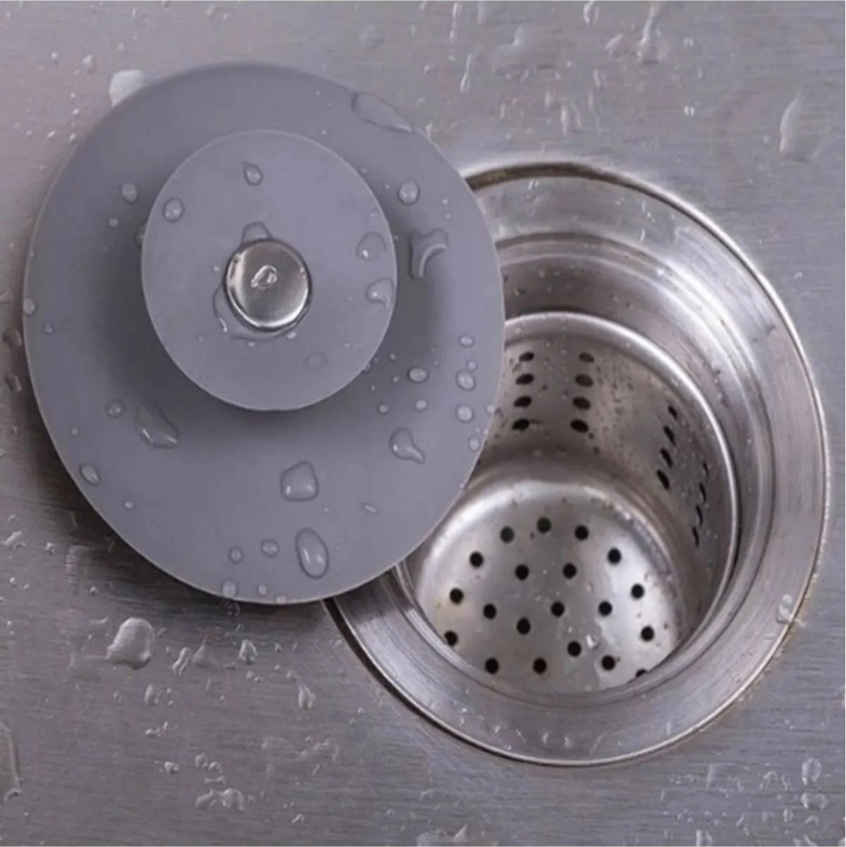 Çok Amaçlı Lavabo Gider Tıkacı Silikon Süzgeç Ve Tıpa Mutfak, Banyo, Küvet Uyumlu Siyah