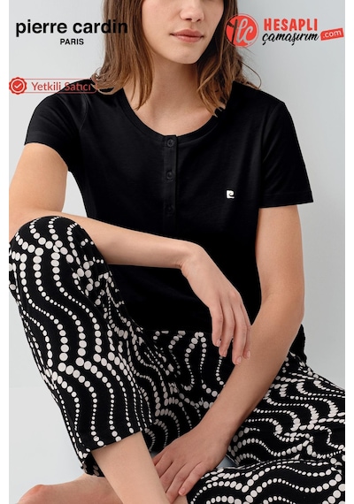 Pierre Cardin Premium Kadın Büyük Beden Modal Pamuklu Rahat Kalıp Kısa Kollu Pijama Takım Siyah Pierre Cardin Premium Kadın Büyük Beden Modal Pamuklu Rahat Kalıp Kısa Kollu Pijama Takım Siyah