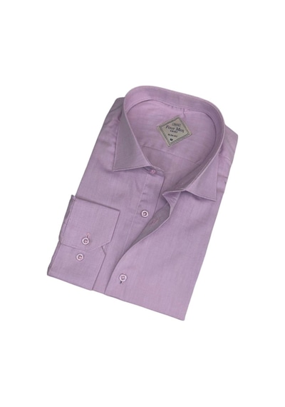 Pamuklu Pembe Uzun Kollu Erkek Gömlek Slim Fit Kalıp -9801 Pembe