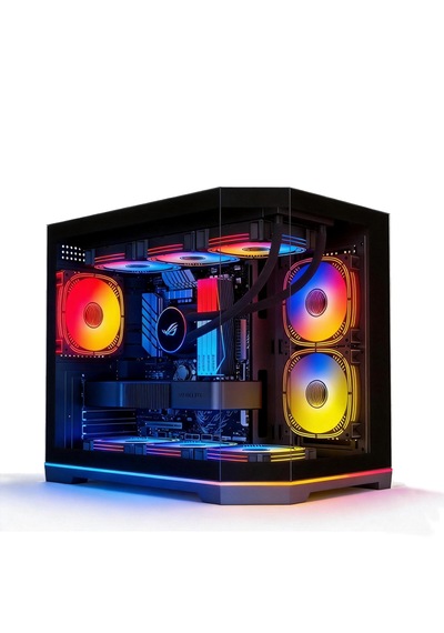 Atheron Lion Panoramik Siyah Gaming Kasa 6x120mm Argb Fanlı 360mm Sıvı Soğutma Destekli Temperli Cam