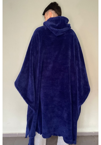 Giyilebilir Hoodie Battaniye Rahat Kalıp Tek Beden Lacivert