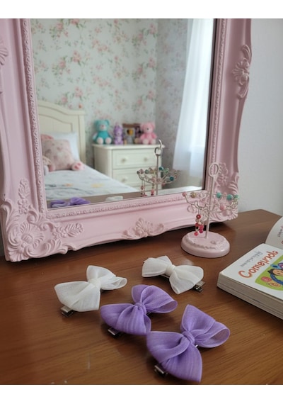 Retro Women Kız Çocuk Bebek Kurdele Hediye Doğum Günü Tül Tü Tü Toka Seti Mor