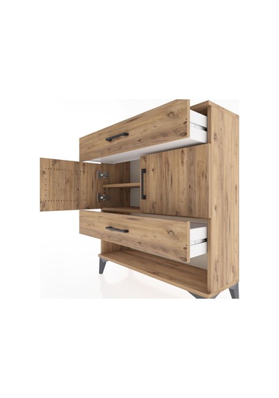 Arges Şifonyer 2 Raflı 2 Çekmeceli 2 Kapaklı 88x30x96 Çam-çam Çam