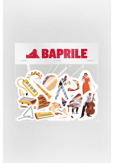 Müzik Enstrümanları Ve Müzisyenler 63 Parça Sticker Paketi Suya Dayanıklı Laptop Termos Telefon Etiket Seti