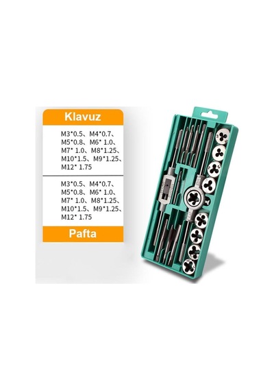 Klavuz Seti 20 Parça Klavuz Pafta Seti Metrik Set M3-m12 Arası 20li Takım Full Set