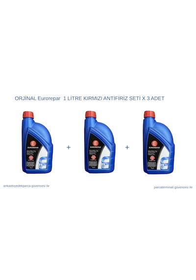 Orjinal Eurorepar 1 Litre Kırmızı Antifiriz Seti X 3 Adet