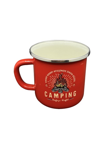 Orcamp Retro Emaye Kupa Bardak Adventure Kırmızı Out-1900