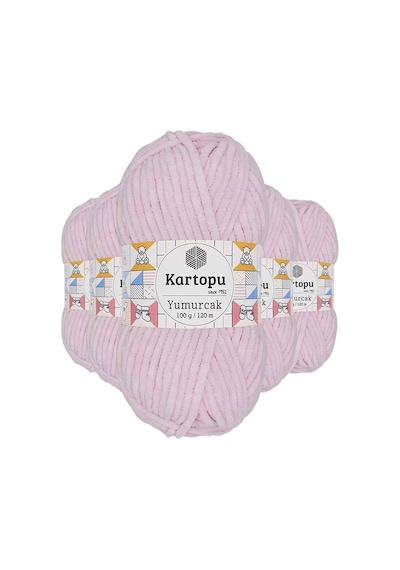 5 Adet Yumurcak Kadife El Örgü İpi Toz Pembe K1562 Mudanis Çok Renkli