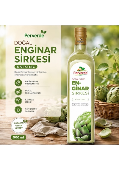 Perverde Enginar Sirkesi Cam 500 ML