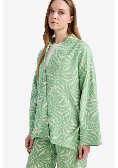 Defacto Relax Fit Desenli Uzun Kollu Tunik E1110ax25smgn769 Yeşil