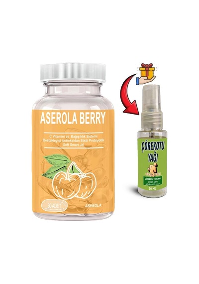 Aserola Berry 1 Ad Aserola Ekstratlı C Vitaminli Probiyotik 30lu Soft Jel Kapsüller + Çörek Otu Yağı