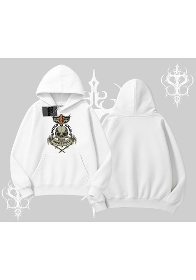 Startmore Kapşonlu Sweatshirt Sword Knight Skull Impossible Street Creed Beyaz