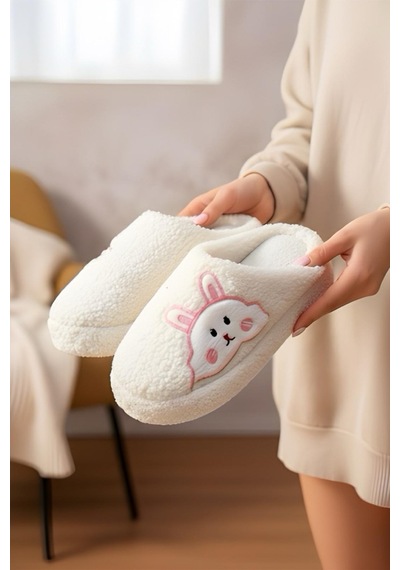 Ft 101 Tavşan Nakışlı Kadın Ev Terliği Peluş Terlik Çeyiz Ve Bohça Terliği Ses Yapmaz Kalın Taban Beyaz Ft 101 Tavşan Nakışlı Kadın Ev Terliği Peluş Terlik Çeyiz Ve Bohça Terliği Ses Yapmaz Kalın Taban Beyaz
