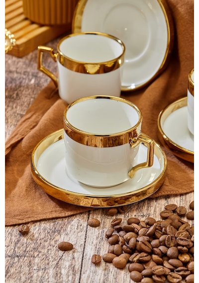 Cooker 100 Ml 6'lı Altın Yaldızlı Porselen Çay Fincan Takımı Diğer
