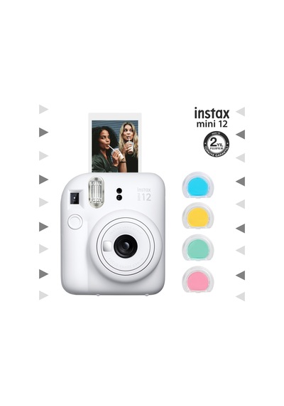 Fujifilm Instax Mini 12 Fotoğraf Makinesi + 4'lü Renkli Lens Seti Beyaz