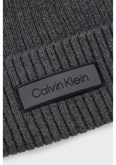 Calvin Klein Logolu Pamuklu Bere Lv04d8053gp7h Erkek Bere Lv04d8053g P7h Koyu Gri
