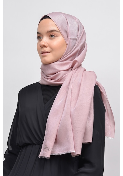Altobeh Kadın Düz Renk Pırıltı Simli Tesettür Shawl Parlak Abiye Şal - Açık Pudra