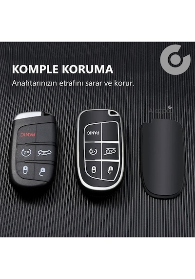 Jeep Fiat Egea Cross Dodge Renegade Grand Cherokee Chrysler Tpu Anahtar Kılıfı Siyah - Gümüş