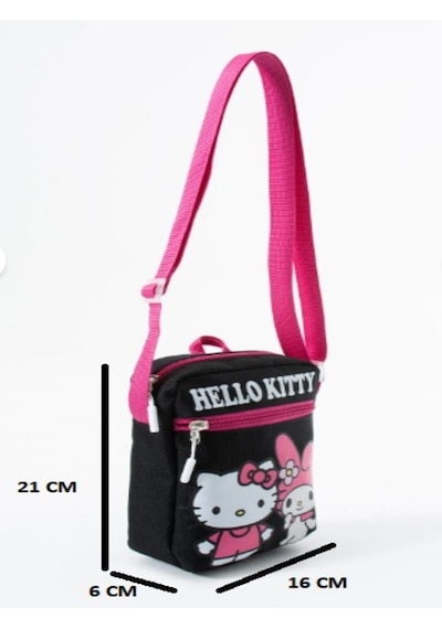 Trg Polo Helloo Kity Siyah Melody Çocuk Omuz Çantası 3 Bölmeli Su Geçirmez Kumaş 21 16 6 Cm Siyah - Pembe