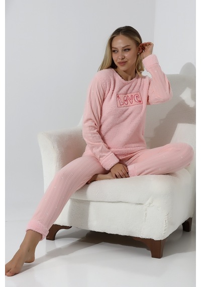 Wordex Fawn 5019 Peluş Welsoft Polar Kışlık Yumoş Kadın Pijama Takımı Love Pembe Toz Pembe Wordex Fawn 5019 Peluş Welsoft Polar Kışlık Yumoş Kadın Pijama Takımı Love Pembe Toz Pembe