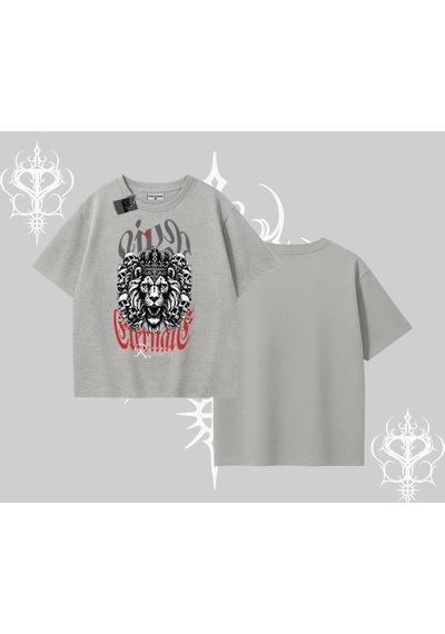 Tarzsokak Oversize Tshirt Crowned Lion Rock Authority Myth Gri