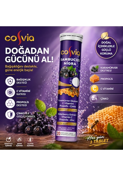 Cosvia Sambucus Nigra Kara Mürver & C Vitamini 20 Tablet