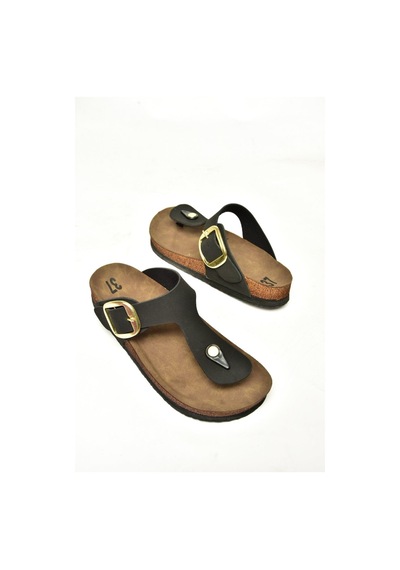 Fox Shoes U777917002 Siyah Süet Parmak Arası Kadın Terlik Siyah-süet Siyah