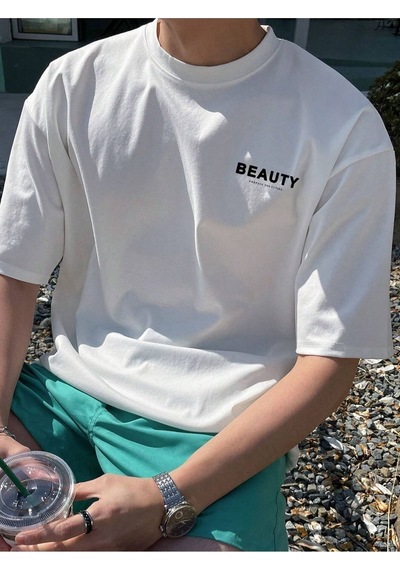 Flood Of Style Erkek Beyaz Beauty Baskılı Oversize