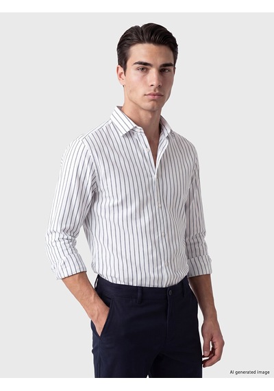 Lcw Busıness Lacivert Slim Fit Çizgili Erkek Gömlek