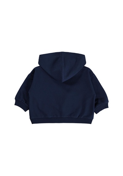 Civil Baby Çiçek Nakışlı Kapşonlu Basic 6-18 Ay Sweatshirt - Lacivert Koyu Lacivert