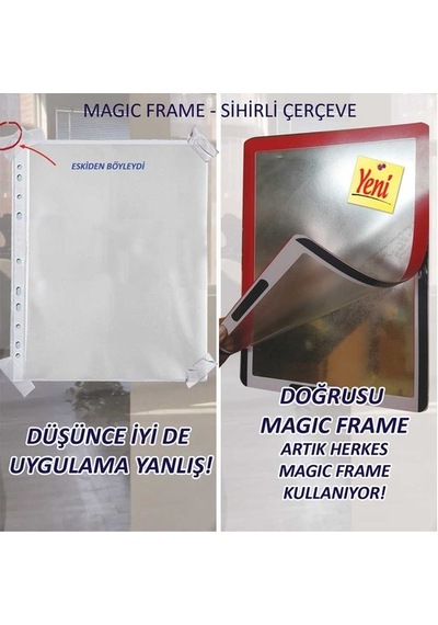 Yapışkanlı Mıknatıslı Esnek Çerçeve Duyuru Panosu 2'Li A4 5 Renk