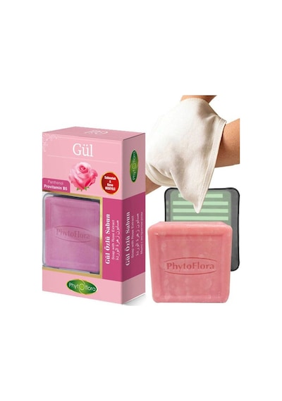 Phytoflora Gül Özlü Sabun + Sabunluk + Kese