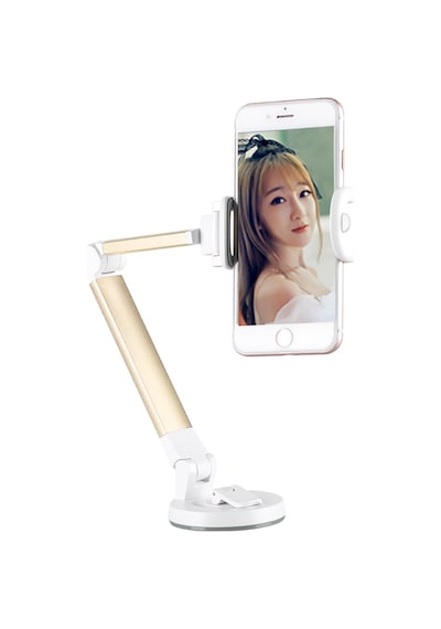 360 Derece Vantuzlu Kaydırmaz Araç Telefon Navigasyon Kamera Tutucu Yayıncı Telefon Standı Gold
