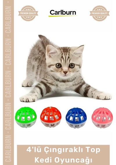 Özel Üretim Kedi Oyun Eğlence Canlı Renk Dayanıklı Aktif 4'lü Çıngıraklı Top Kedi Oyuncağı