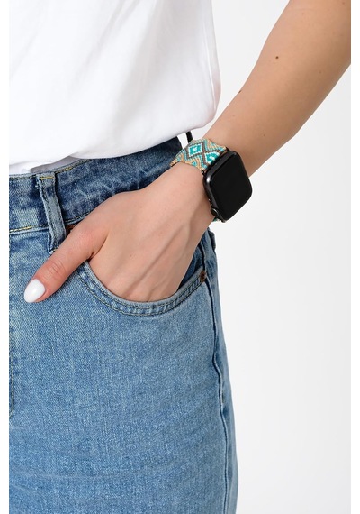 Charm Silver 38-40-41 Mm Apple Watch Braided Band Çok Renkli