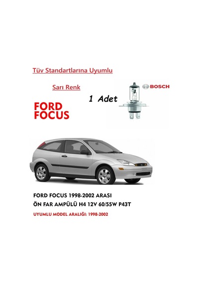 Ford Focus 1998-2002 Arası Ön Far Ampülü 1 Adet Sarı