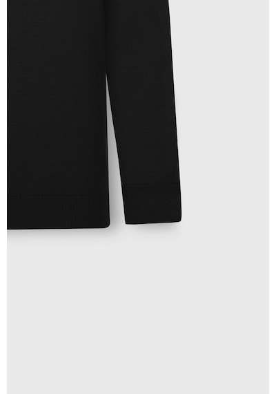 AC&Co / Altınyıldız Classics Erkek Sıyah Pamuklu Standart Fit Normal Kesim Tam Balıkçı Yaka Jakarlı Triko Kazak Siyah