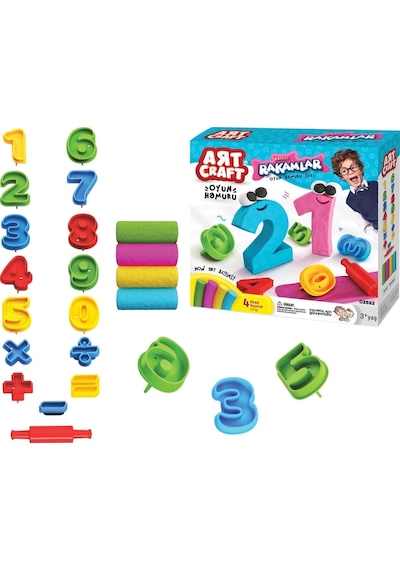 3d Rakamlar Oyun Hamur Seti 200 Gr. - Oyun Hamuru Seti - Hamur Setleri - Hamur Kalıpları Renkli